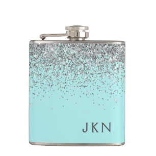 Flasques Silver Turquoise Aqua Blue Girl Parties scintillan