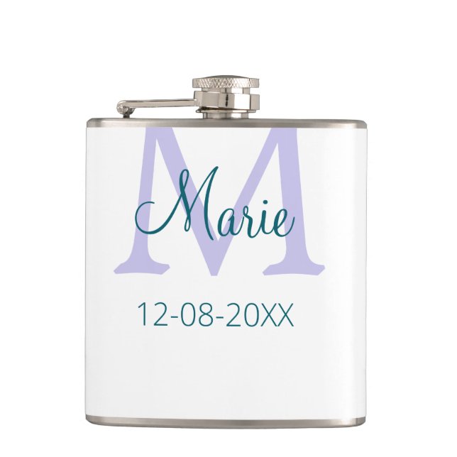 Flasques simple minimum ajouter nom monogramme violet vert  (Devant)