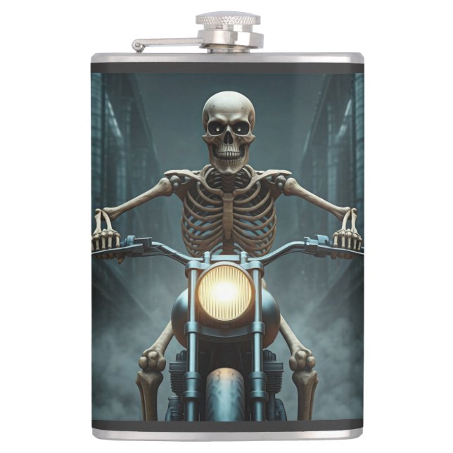 Flasques Skeleton En Moto (Devant)