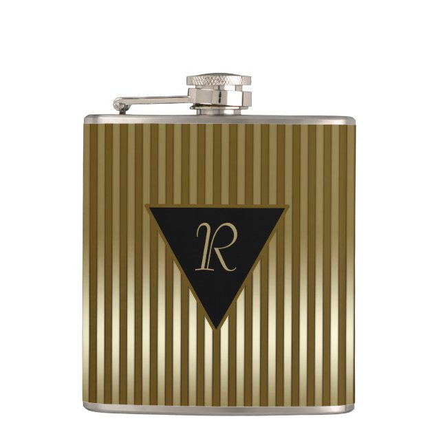 Flasques Sleek Gold Stripes Monogramme (Devant)