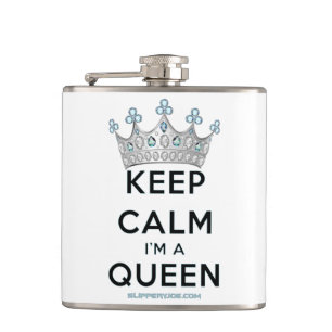 Flasques SlipperyJoe's Keep Calm Queen couronne joyaux a