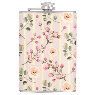 Flasques Soft Pink Floral Stripe Pattern