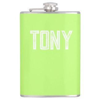 Flasques Solide Neon Apple Green Nom personnalisé Monogramm