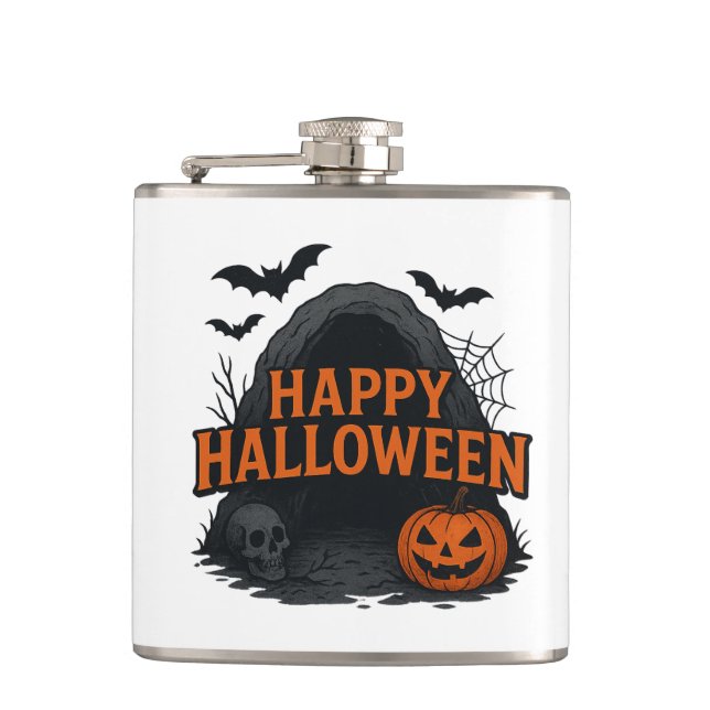 Flasques Spooky Cave Halloween GreetingVinyl Wrapped Flask (Devant)