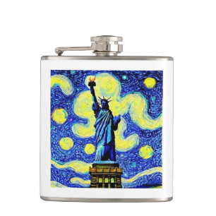 Flasques Starry Night Statue De Liberty New York