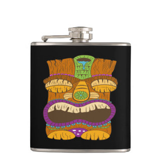 Flasques Statue Tiki endormie avec bouche ouverte, Noir drô