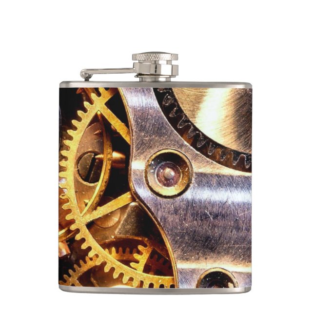 Flasques Steampunk en laiton embraye le cadeau de garçons (Devant)