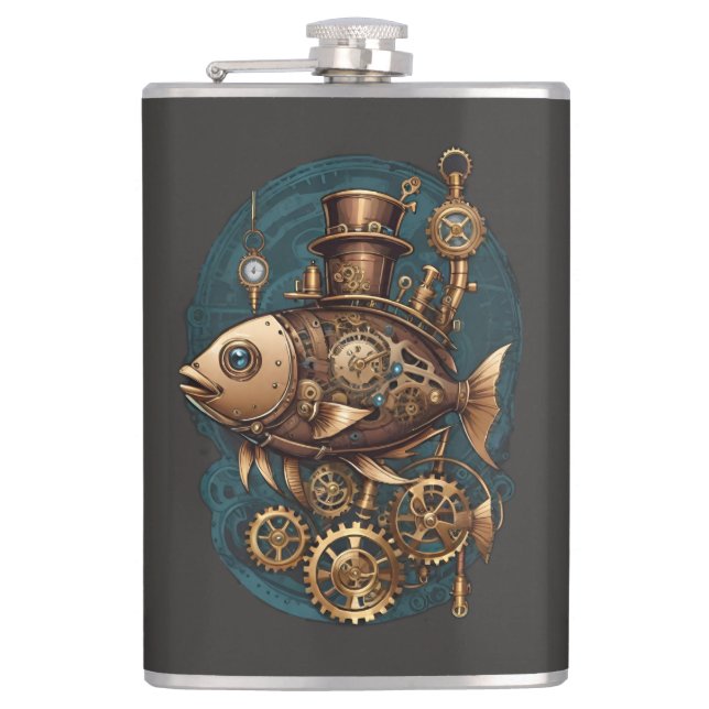 Flasques Steampunk Poisson Vintage style rétro (Devant)