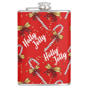 Flasques Sucre de canne Holly Jolly Festive moderne Noël