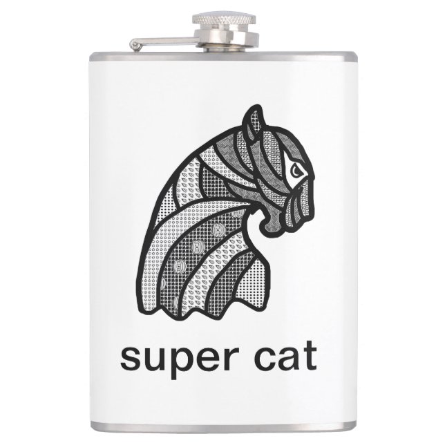 Flasques Super chat noir et blanc Art moderne (Devant)