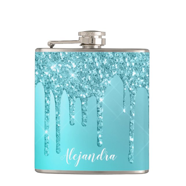 Flasques Superbes gouttes de menthe bleu aqua & parties sci (Devant)