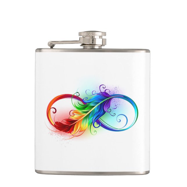 Flasques Symbole d'infini avec plume arc-en-ciel (Devant)