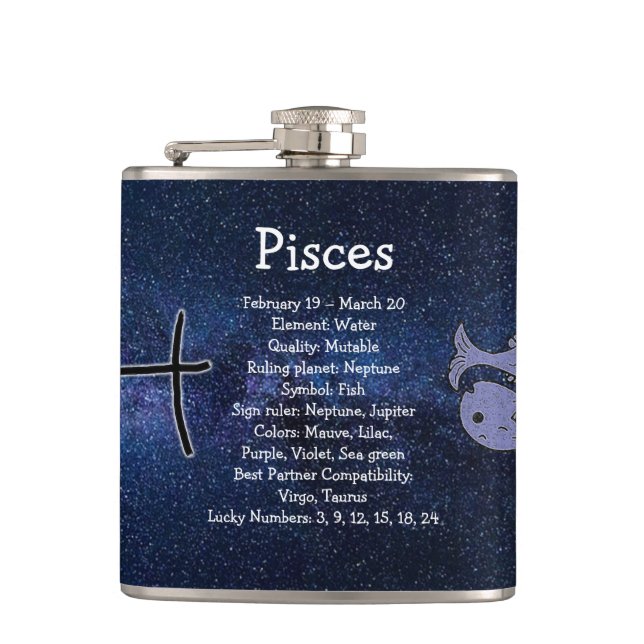 Flasques SYMBOLE Zodiaque Horoscope Astrologie Pisces (Devant)