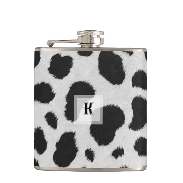 Flasques Taches de vache noire et blanche texture motif fau (Devant)