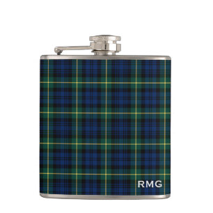 Flasques Tartan de Gordon de clan décoré d'un monogramme