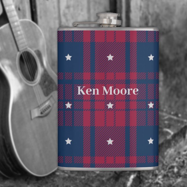 Flasques Tartan - Patriotique - Bleu Rouge Blancs Étoiles V (Créateur téléchargé)