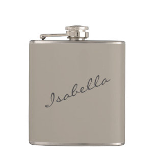 Flasques Taupe Marron Élégant Script Nom Mariage Fête