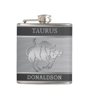 Flasques Taurus le taureau en noir et en argent Mesh