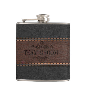Flasques Team Groom Cuir noir et Brown
