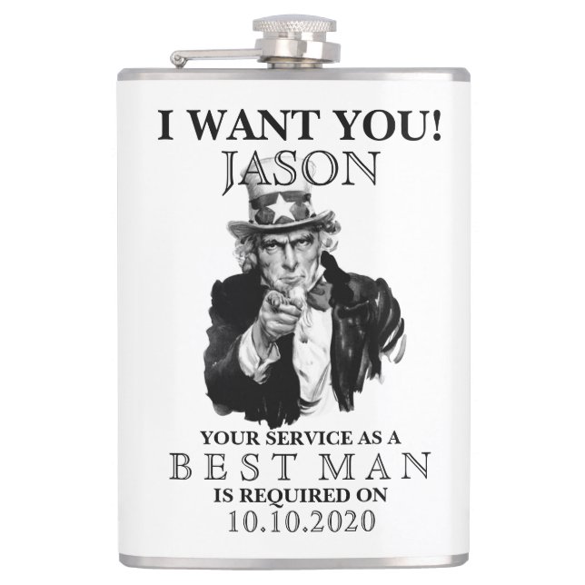 Flasques Témoin Proposition Garçon d'honneur Oncle Sam JE V (Devant)