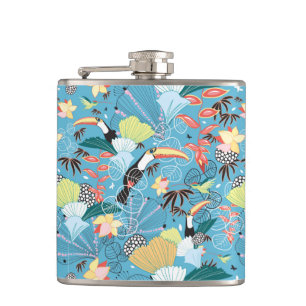 Flasques Texture tropicale avec des toucans et des colibris