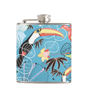 Flasques Texture tropicale avec des toucans et des colibris