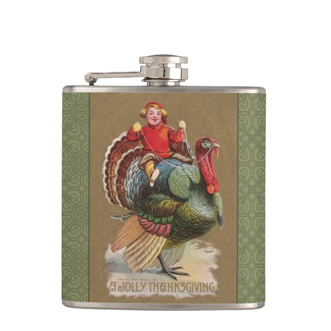 Flasques Thanksgiving Turquie Drôle salutations Vintages (Devant)