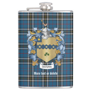 Flasques Thompson Family Crest et Tartan Plaid