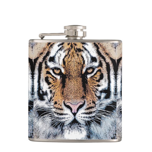 Flasques Tiger rayures Portrait dans Graphic Press Style (Devant)