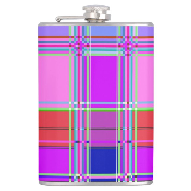 Flasques Tissu à carreaux rose motif Madras (Devant)