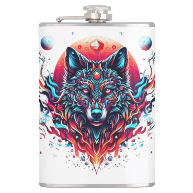 Flasques Totem Wolf Solaire - Fusion Feu & Lune (Devant)