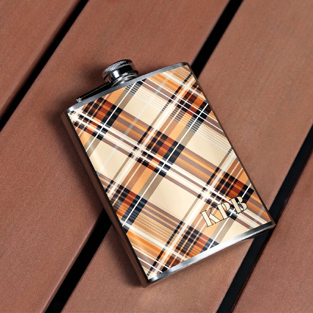 Flasques Traditional Autumn Plaid Vinyl Wrapped Hip Flask (Créateur téléchargé)