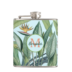 Flasques Tropical Jungle Banana Tree Strelitzia Monogramme