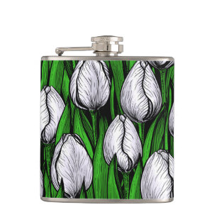 Flasques Tulières blanches avec feuilles verts