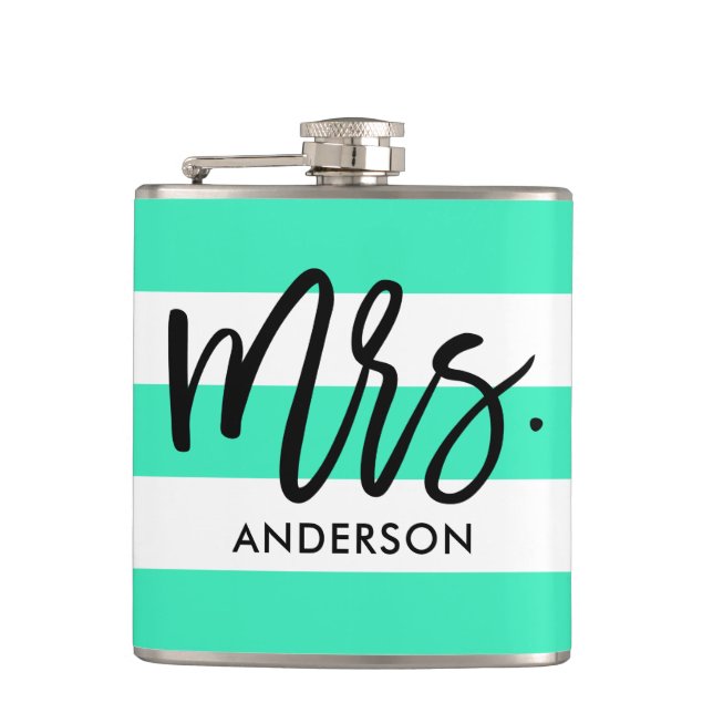 Flasques Turquoise Awning Stripes et Mme Text (Devant)