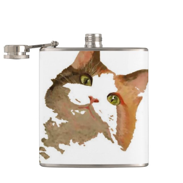 Flasques Un chat Calico Vert Portrait Artistique (Ouvert)