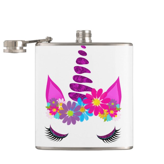 Flasques Unicorn Flowery Super mignonne Girl (Ouvert)