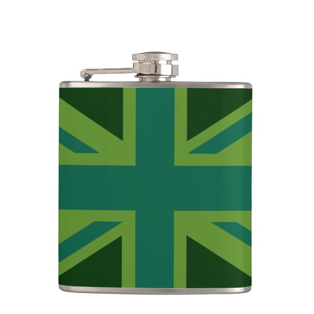 Flasques Union Jack verte de forêt en gras (Devant)