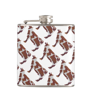 Flasques Vache Brown et blanche Silhouette