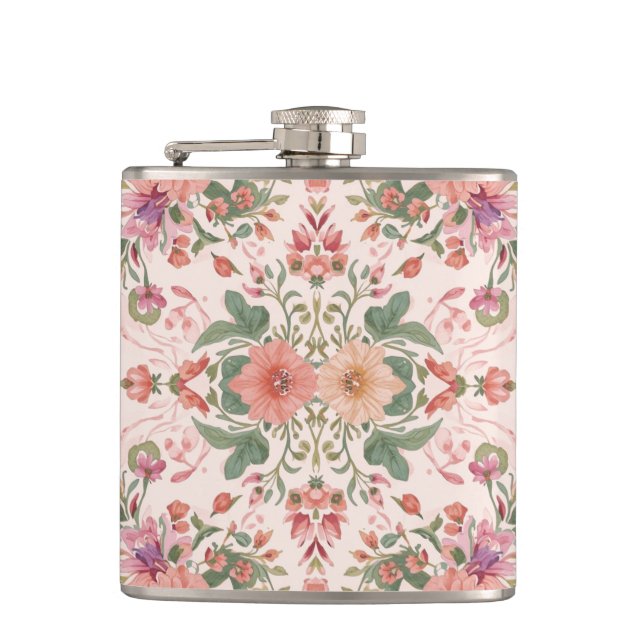 Flasques Valentine's Day, Lovely Pink Flowers Pattern  (Devant)