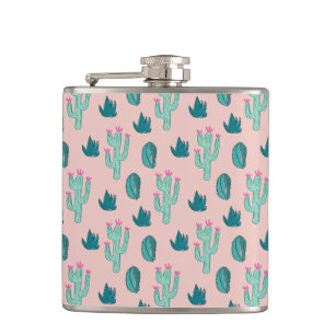 Flasques Vert mignon de rose de motif de cactus