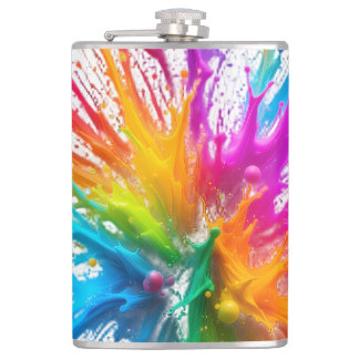Flasques Vibrant Rainbow Paint Splatter Explosion