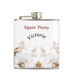 Flasques Victorian Peony Luxe Mariage Hers Vinyl Enveloppé