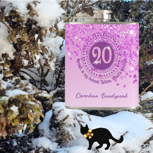 Flasques Vingt & Paillettes roses & Citation pour boire