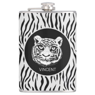 Flasques Visage de tigre sauvage personnalisé sur motif de