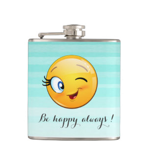 Flasques Visage d'Emoji clin d'œil adorable - Soyez heureux