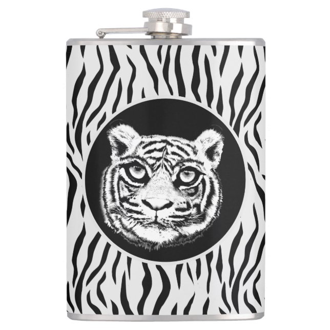 Flasques Visage sauvage de tigre sur la fiole Motif de peau (Devant)