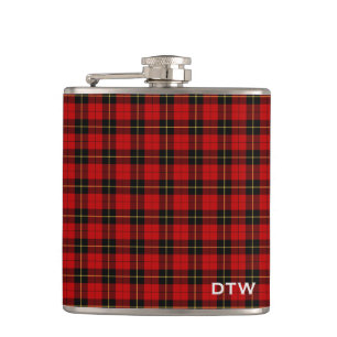 Flasques Wallace Clan Tartan Monogramme rouge et noir