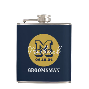 Flasques Western Cowboy Rustic Groomsmen Nom Monogramme