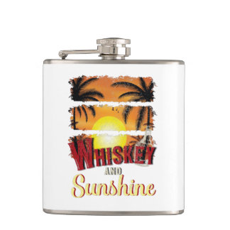Flasques Whiskey et soleil, alcool orange d'été